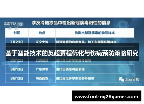 基于智能技术的英超赛程优化与伤病预防策略研究