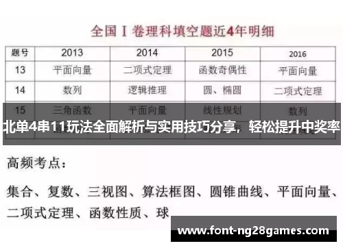 北单4串11玩法全面解析与实用技巧分享，轻松提升中奖率
